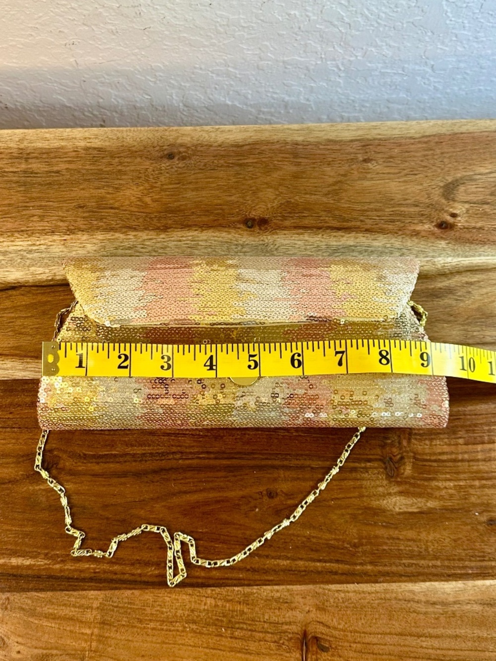 Jessica McClintock Gold Sequin Small Evening Bag - Picture 7 of 10